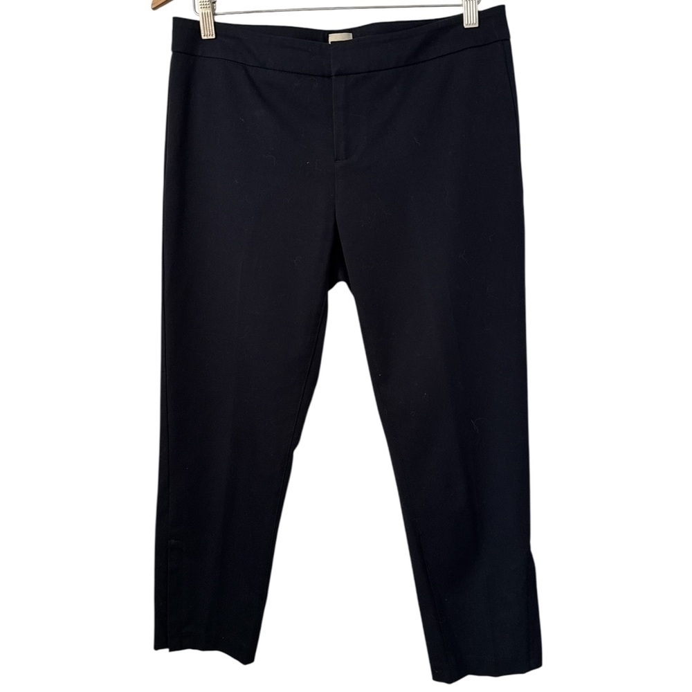 Ecru Straight Leg Cropped Side Zipper Pants
